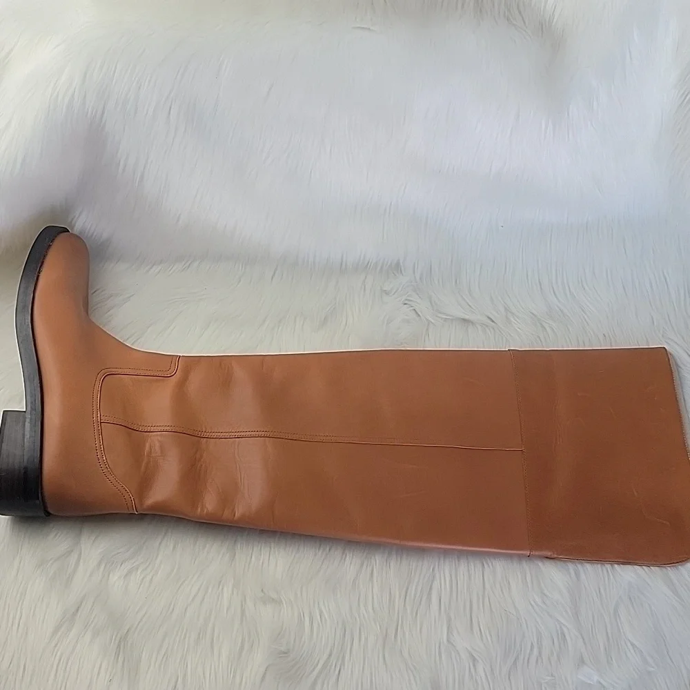J.CREW‎ Tan Leather Over-The-Knee Fold Over Preppy Western Equestrian Boots 8.5